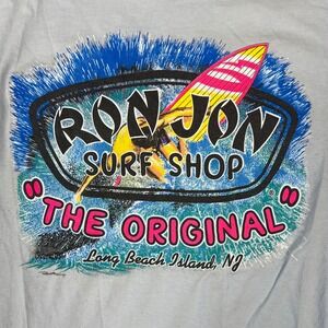 Ron Jon Surf Shop T-Shirt Men's Medium Light Blue Long Beach Island New Jersey
